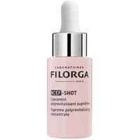 Filorga Ncef-Shot concentrate in a pink bottle with a white dropper cap and black text.