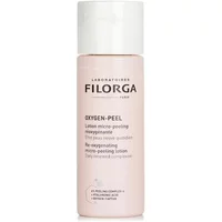 Pink Filorga Oxygen Peel bottle with black text and white cap, labeled as micro-peeling lotion for daily use.