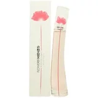 Flower By Kenzo Poppy Bouquet Eau De Toilette 50ml, clear curved bottle with red poppy design, matching box.