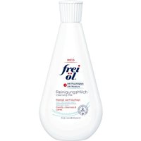 White teardrop-shaped Frei Ol Skincare Cleansing Milk bottle with blue and red text, 200ml capacity.