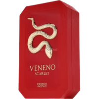 Red French Avenue Veneno Scarlet perfume bottle with gold snake design, 100ml unisex eau de parfum.