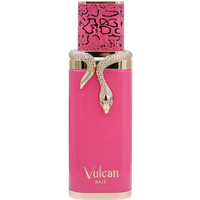 Pink French Avenue Vulcan Baie perfume bottle with gold snake design and textured pink cap, 100 ml.