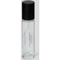 Clear glass bottle with black cap, labeled "French Connection Wooden Collection Luminous Serenity Room Spray 100ml."