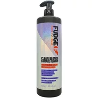 Fudge Professional Clean Blonde Damage Rewind Conditioner 1000ml, black pump bottle with purple and silver label.