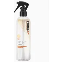 Fudge Professional Push It Up Blow Dry Spray 200ml, silver bottle with black spray nozzle and orange accents.