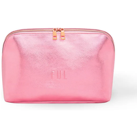 Pink FUL large washbag with metallic finish and dual gold zipper.