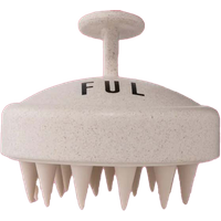 Cream FUL Scalp Massager Shampoo Brush with handle and soft silicone bristles.