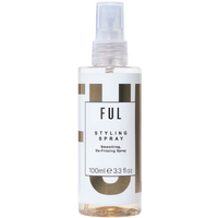 Transparent bottle of FUL Styling Spray 100ml with gold lettering and white label, clear spray nozzle.