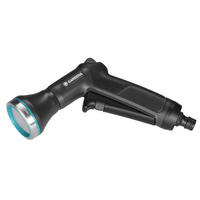 Black Gardena EcoLine Water Sprayer with ergonomic handle and blue accents on the nozzle.