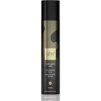 Black and gold GHD texturizing spray bottle, 200ml, with sleek design and bold branding.