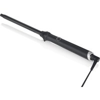 Black GHD thin curl wand with 14mm barrel, sleek handle, and swivel cord.