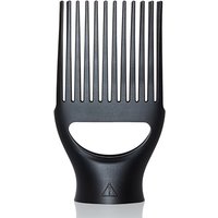Black GHD Helios™ hair dryer comb nozzle with wide teeth and ergonomic design.
