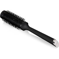 Black ceramic radial hair brush with 35mm barrel, ergonomic handle, and silver end cap.