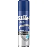 Gillette Series Cleansing Shave Gel with Charcoal, 200ml, blue and silver can with shield design and water droplet graphic.