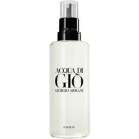 Giorgio Armani Acqua Di Gio Parfum 150ml refill bottle, clear with black text and a black spray nozzle.