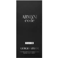 Black Giorgio Armani Code Parfum box with white text and minimalist design, 75ml size.