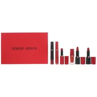 Giorgio Armani red lip gift set with six red and black lipsticks in a red box, shade 400, limited edition.