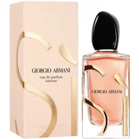 Giorgio Armani Si Eau De Parfum Intense 100ml bottle with black cap and gold accents, next to matching box.