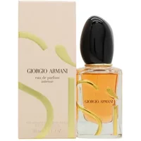 Giorgio Armani Si Intense Eau De Parfum 30ml with black cap and beige box featuring green "Si" lettering.
