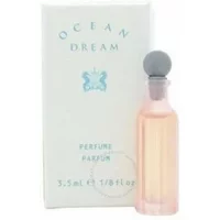 Giorgio Beverly Hills Ocean Dream Eau De Parfum 3.5ml, clear bottle with pink liquid and gray cap, white box.