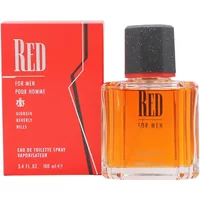 Giorgio Beverly Hills Red Eau De Toilette 100ml, square glass bottle with black cap, red box packaging.