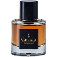 Gisada Ambassador Men EDP 50 ml, clear glass bottle with black cap and label, amber liquid inside.