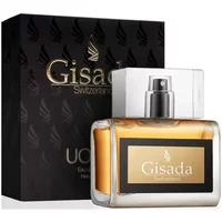 Gisada Uomo Eau De Toilette 50ml in a clear rectangular bottle with a silver cap and black box packaging.