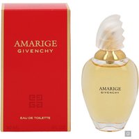 Givenchy Amarige Eau de Toilette 30ml, clear glass bottle with gold cap, red box with gold lettering.
