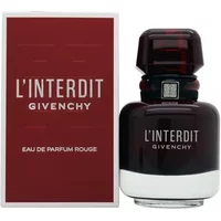 GIVENCHY L'Interdit Rouge Eau De Parfum 35ml, dark red bottle with black cap, next to matching red box.