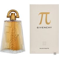 Givenchy Pi Eau de Toilette Spray 100ml, amber liquid in a clear geometric bottle with a gold cap, box included.