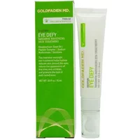 Goldfaden MD Eye Defy tube with green accents, 15ml, next to matching green and white box.