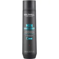 Black Goldwell Dual Senses Men Hair & Body Shampoo bottle, 300ml, with blue and white text detailing.
