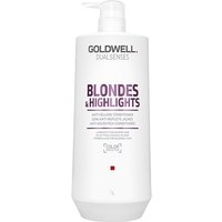 Goldwell Dualsenses Blonde & Highlights Anti-Yellow Conditioner 1000ml, white bottle with pump dispenser.