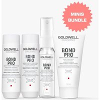Goldwell Dualsenses Bond Pro mini trial pack with shampoo, conditioner, spray, and cream in white bottles with red accents.