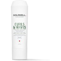 White Goldwell Dualsenses Curls & Waves Conditioner bottle, 200ml, with green text and red logo at the bottom.