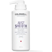Goldwell Dualsenses Just Smooth 60 Second Treatment, white bottle with pump, purple text, 500ml capacity.