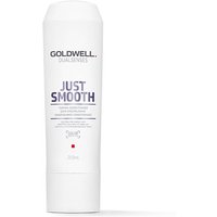 White Goldwell Dualsenses Just Smooth Taming Conditioner bottle, 200ml, with purple text and sleek design.