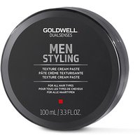 Black round container of Goldwell Dualsenses Men Texture Cream Paste, 100ml, with white text and red accents.