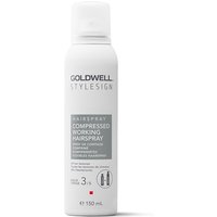 White Goldwell StyleSign hairspray bottle, 150ml, with gray label and red accents, sleek cylindrical design.