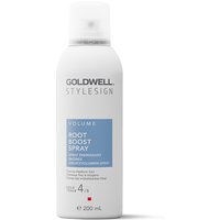 White Goldwell StyleSign Root Boost Spray bottle, 200ml, with blue label and black text.