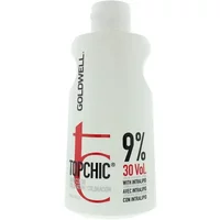 Goldwell Topchic 9% 30vol Cream Developer Lotion, white bottle, red and black text, 946ml capacity.