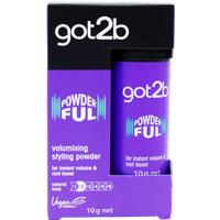 Got2b Powderful Volume Powder 10g in a purple container with bold white text, packaged in a matching purple box.