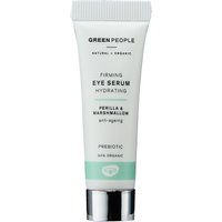 White tube of Green People Firming Eye Serum with green cap, 10ml, labeled "Perilla & Marshmallow" anti-aging formula.
