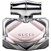 Gucci Bamboo Eau De Parfum 30ml in a diamond-cut glass bottle with a silver bamboo-shaped cap.