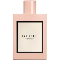 Gucci Bloom Eau De Parfum 100ml, rectangular pink bottle with black-bordered label and matching cap.