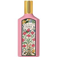 Pink Gucci Flora Gorgeous Gardenia Edp Spray 100ml bottle with gold cap and floral label design.