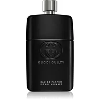 Gucci Guilty Pour Homme Eau De Parfum 150ml, sleek black bottle with embossed logo and silver cap.