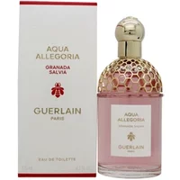 Guerlain Aqua Allegoria Granada Salvia Eau De Toilette 125ml, pink liquid in ornate gold-capped bottle with box.