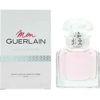 Guerlain Mon Guerlain Sparkling Bouquet Eau De Parfum 30ml, clear bottle with pink liquid and ornate silver cap.