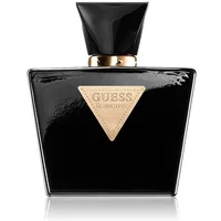 Black Guess Seductive Noir Eau De Toilette 75ml bottle with gold triangle logo and black cap.